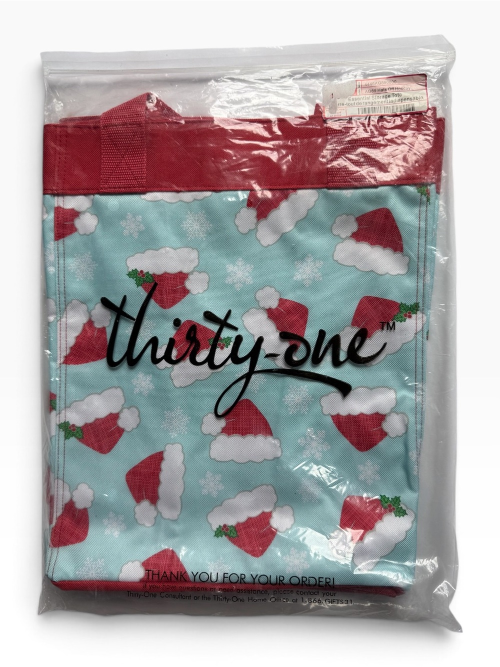 Thirty-One Gifts Essential Storage Tote - Hats Off Holiday Pattern